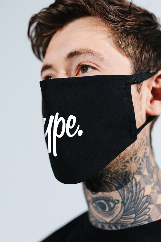 Hype Adult Black Script Face Mask