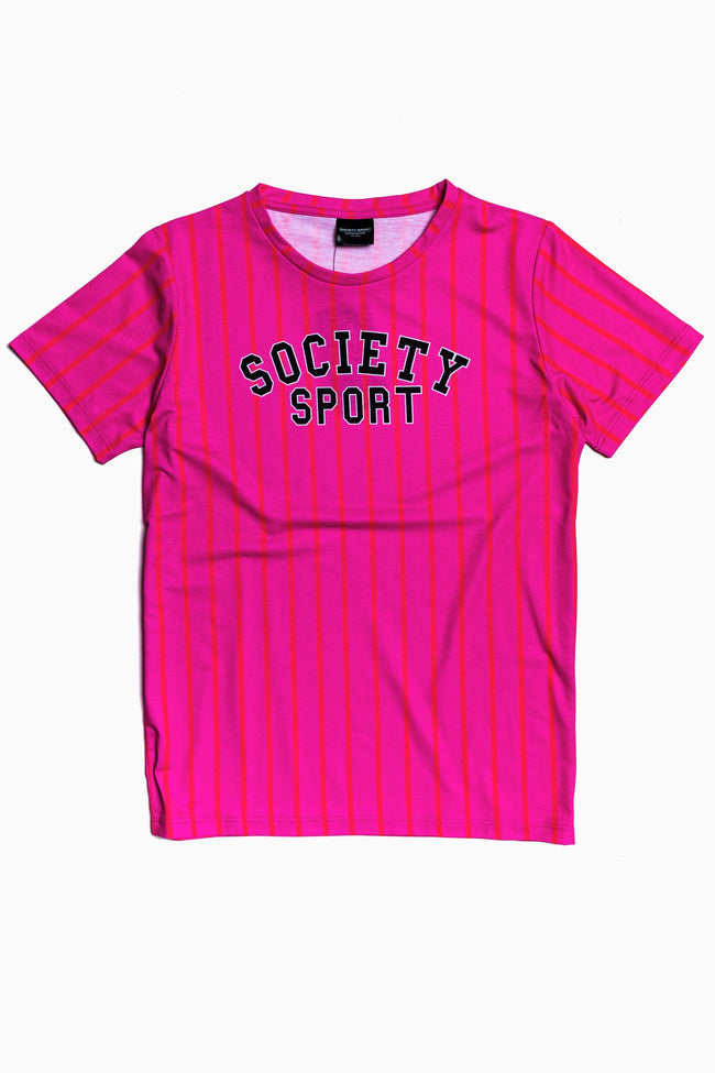 SOCIETY SPORT PINK STRIPE T-SHIRT