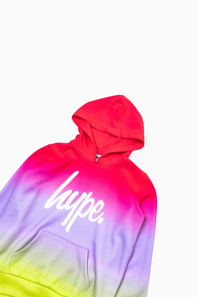 Hype Pink & Yellow Fade Kids Pullover Hoodie