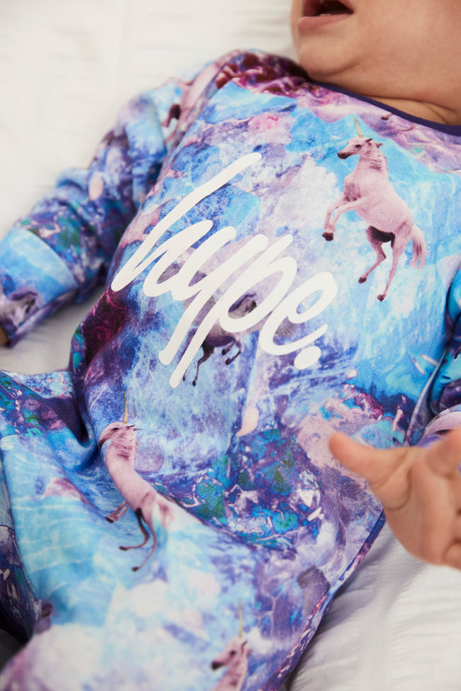 HYPE UNICORN PRINT SLEEPSUIT & HAT