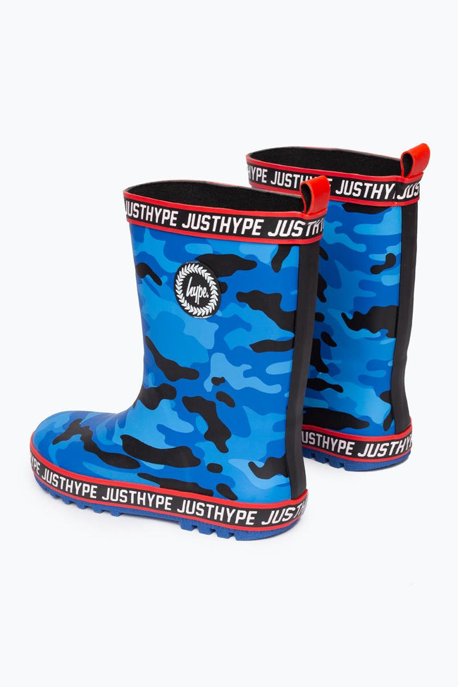 Hype Blue Camo Kids Wellies