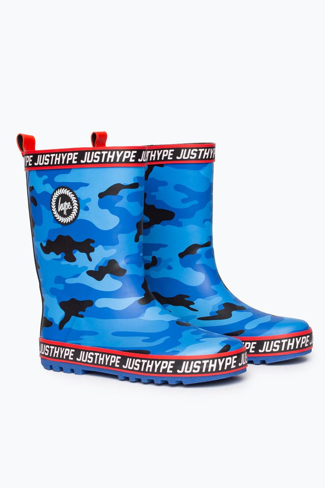 Hype Blue Camo Kids Wellies