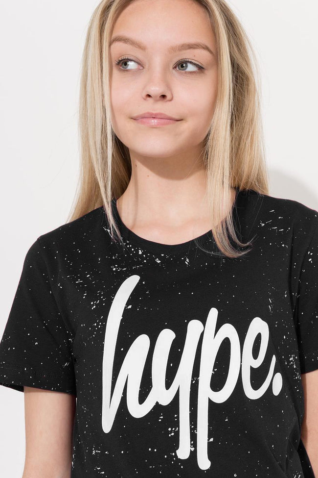 Hype Black Aop Speckle Kids T-Shirt