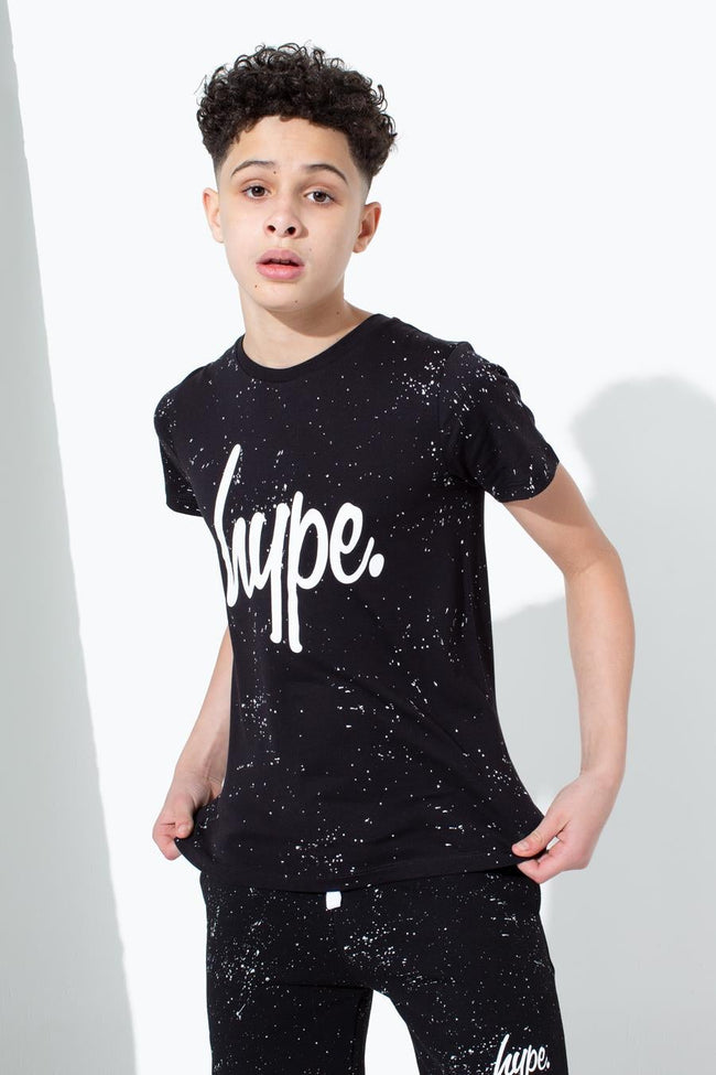 HYPE BLACK AOP SPECKLE KIDS T-SHIRT