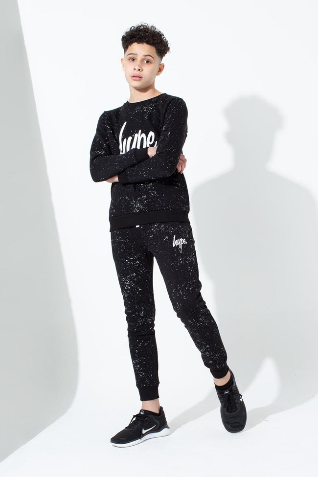 Hype Black Aop Speckle Kids Crew Neck