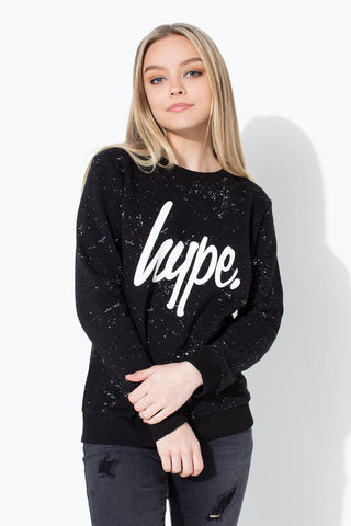 Hype Black Aop Speckle Kids Crew Neck