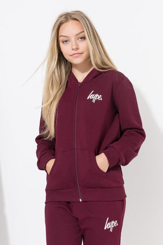 Hype Burgundy Mini Script Kids Zip Hoodie