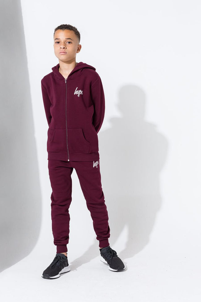 Hype Burgundy Mini Script Kids Zip Hoodie