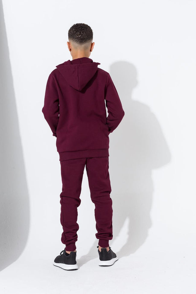 Hype Burgundy Mini Script Kids Zip Hoodie