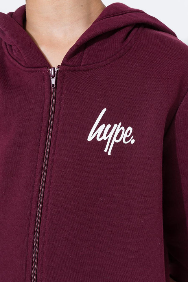 Hype Burgundy Mini Script Kids Zip Hoodie