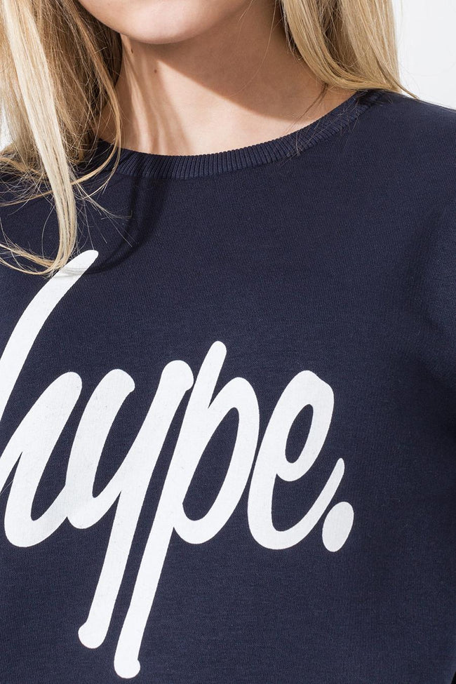 Hype Navy Script Kids Crew Neck