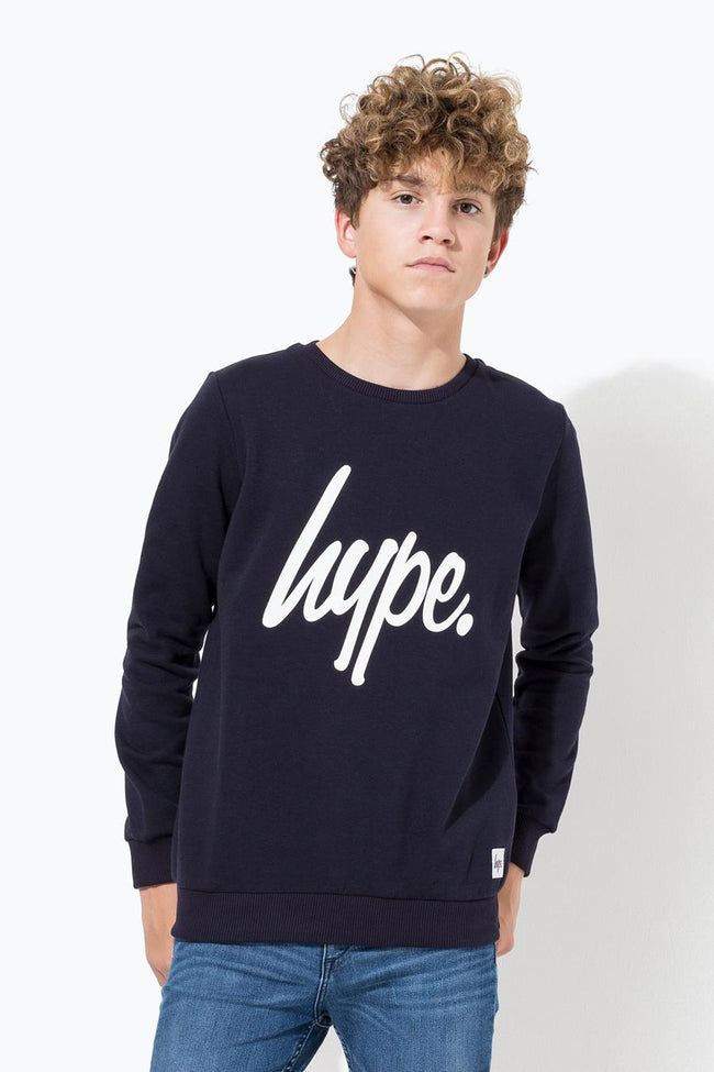 HYPE NAVY SCRIPT KIDS CREW NECK