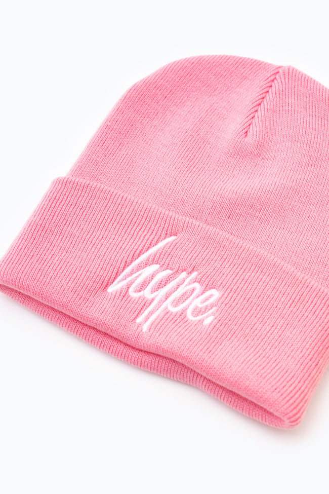 HYPE PINK SCRIPT BEANIE HAT