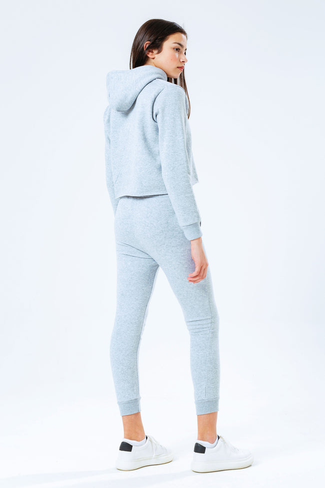 Hype Grey Kids Crop Pullover Hoodie & Jogger Set