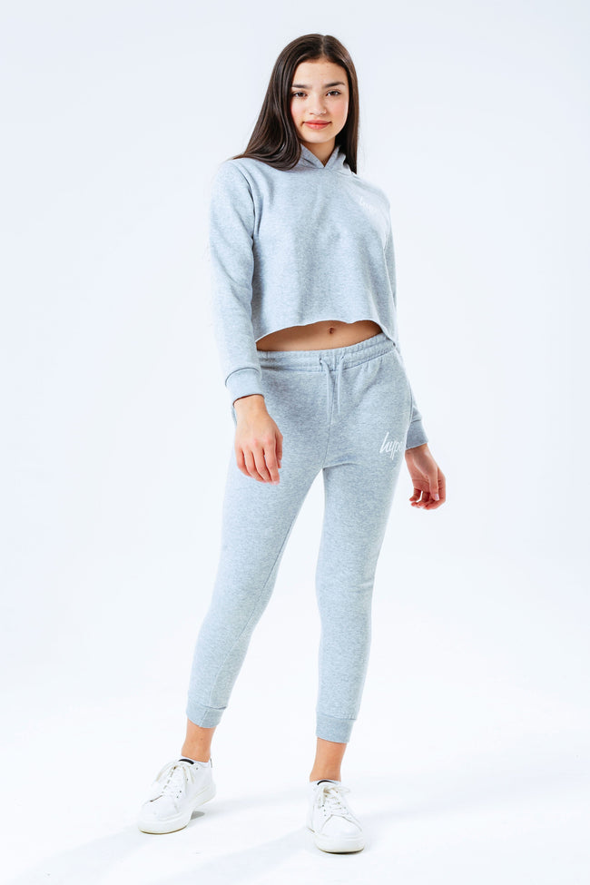 HYPE GREY KIDS CROP PULLOVER TRACKSUIT