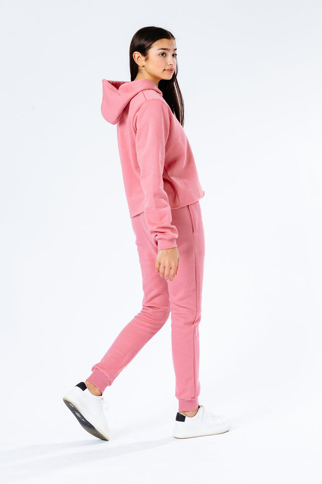 Hype Pink Kids Crop Pullover Hoodie & Jogger Set