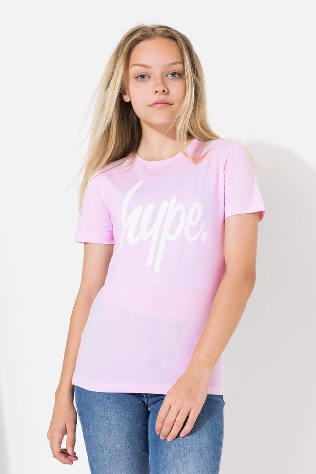 PINK SCRIPT KIDS CREWNECK TEE