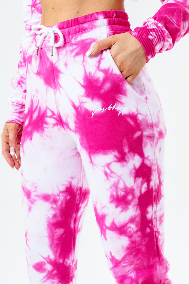 Hype Pink Tie Dye Scribble Logo Women'S Joggers