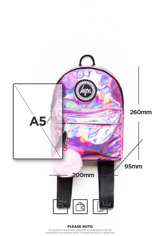 HYPE PINK HOLOGRAPHIC MINI BACKPACK