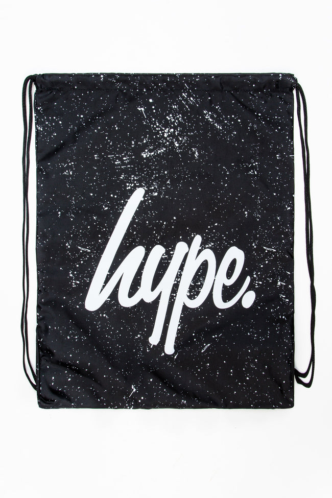 HYPE BLACK WHITE SPECKLE DRAWSTRING BAG