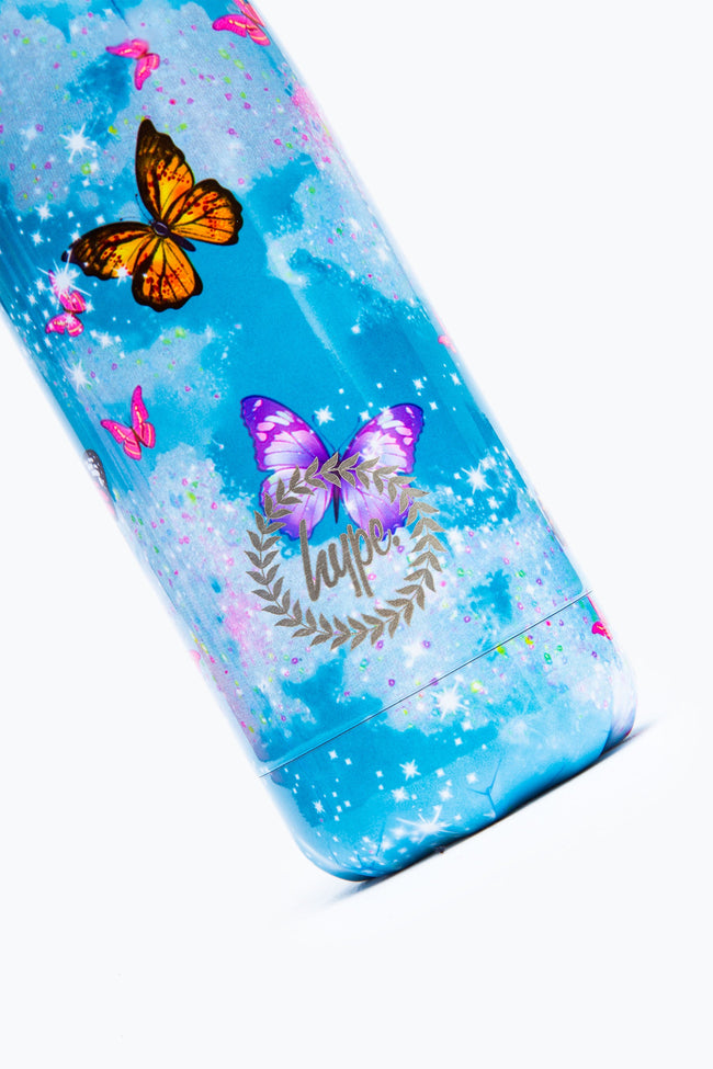 HYPE GLITTER BUTTERFLY SKIES METAL WATER BOTTLE - 500ML