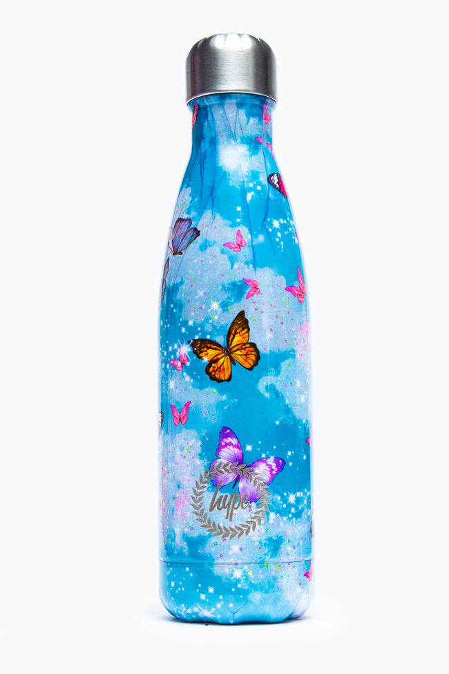 HYPE GLITTER BUTTERFLY SKIES METAL WATER BOTTLE - 500ML