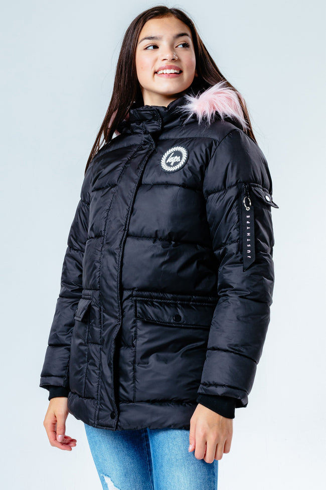 HYPE BLACK PINK FUR GIRLS EXPLORER JACKET