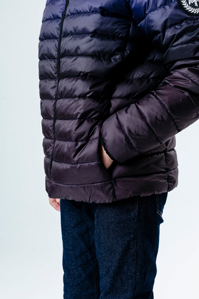 HYPE BLACK BLUE FADE BOYS LIGHTWEIGHT PUFFER JACKET