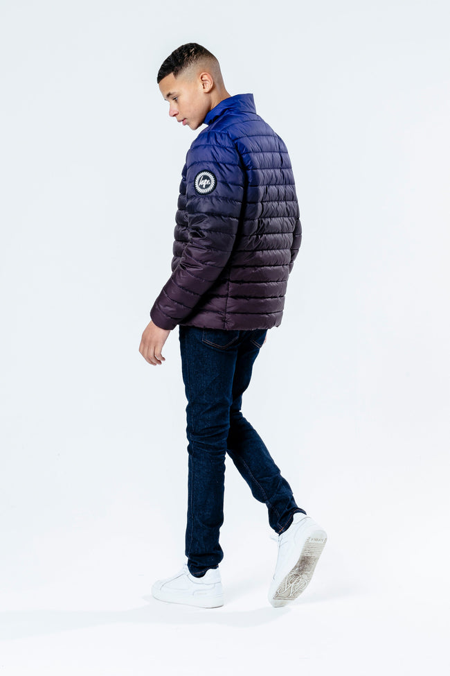 HYPE BLACK BLUE FADE BOYS LIGHTWEIGHT PUFFER JACKET