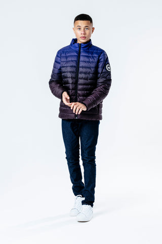 HYPE BLACK BLUE FADE BOYS LIGHTWEIGHT PUFFER JACKET