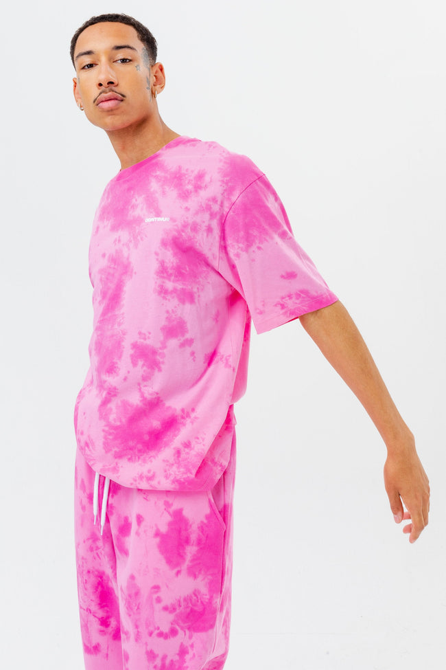 CONTINU8 PINK OVERSIZED TIE DYE T-SHIRT