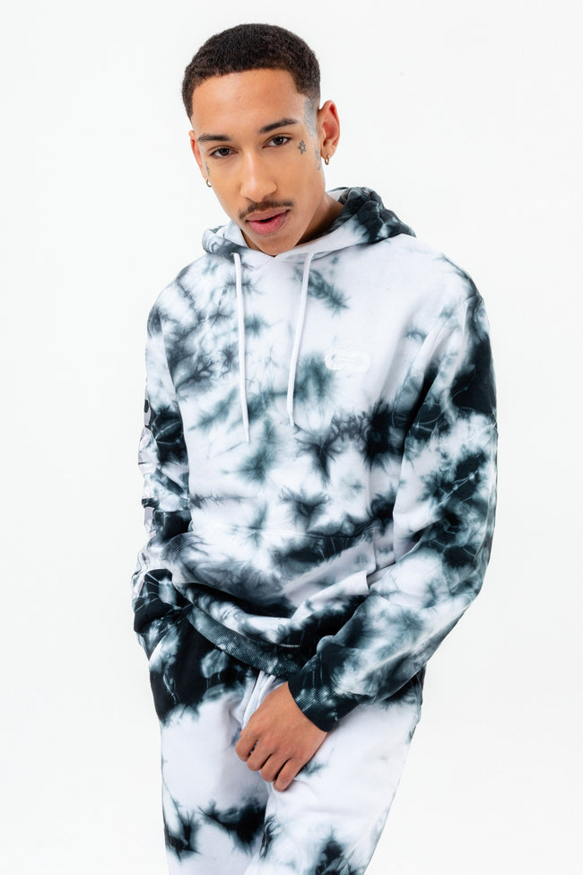 CONTINU8 BLACK OVERSIZED TIE DYE HOODIE