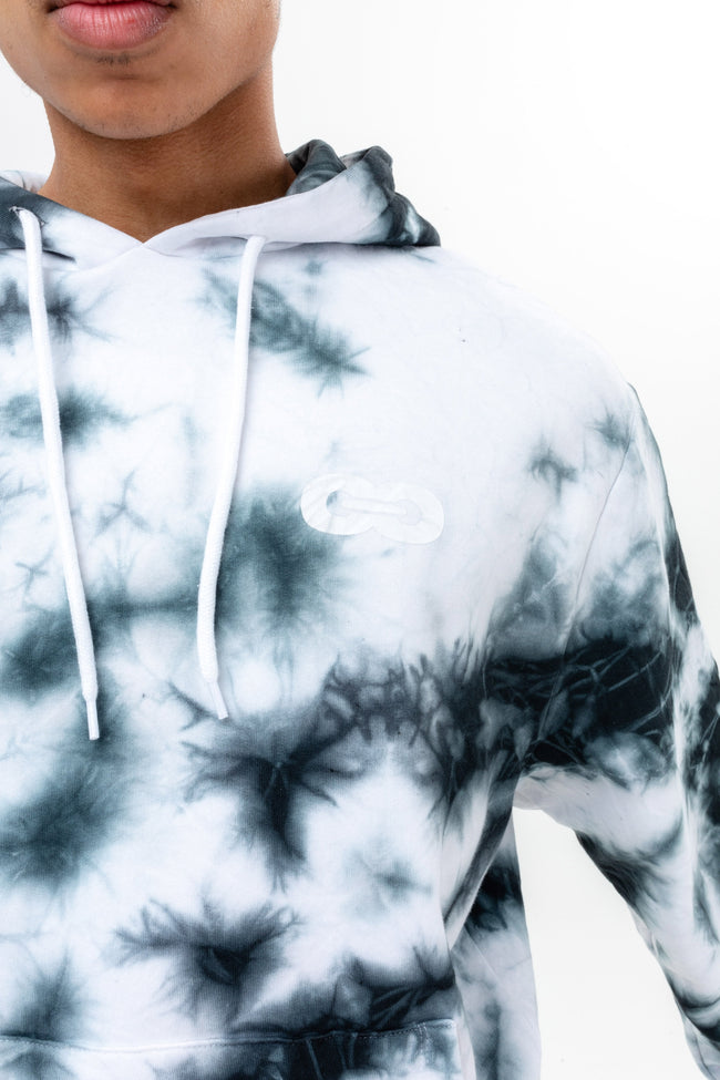 CONTINU8 BLACK OVERSIZED TIE DYE HOODIE