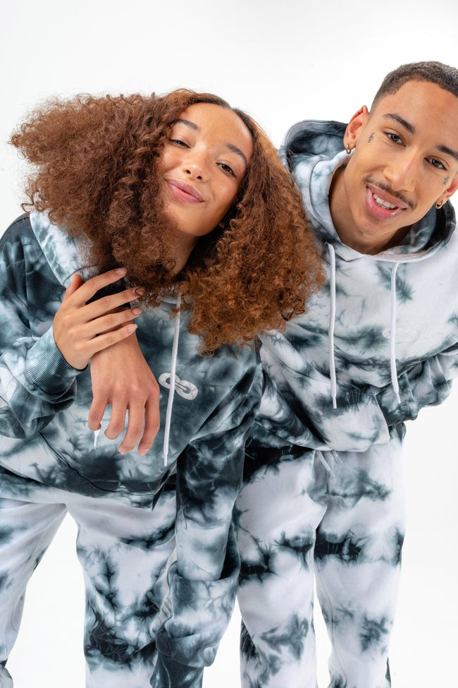 CONTINU8 BLACK OVERSIZED TIE DYE HOODIE