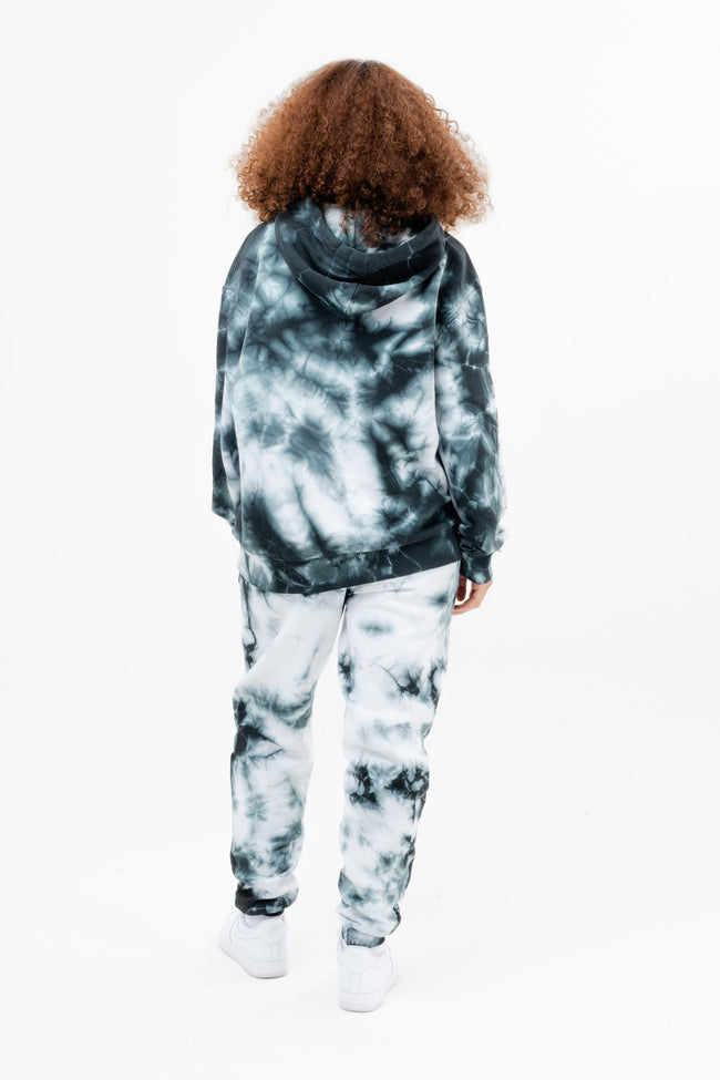 CONTINU8 BLACK OVERSIZED TIE DYE HOODIE