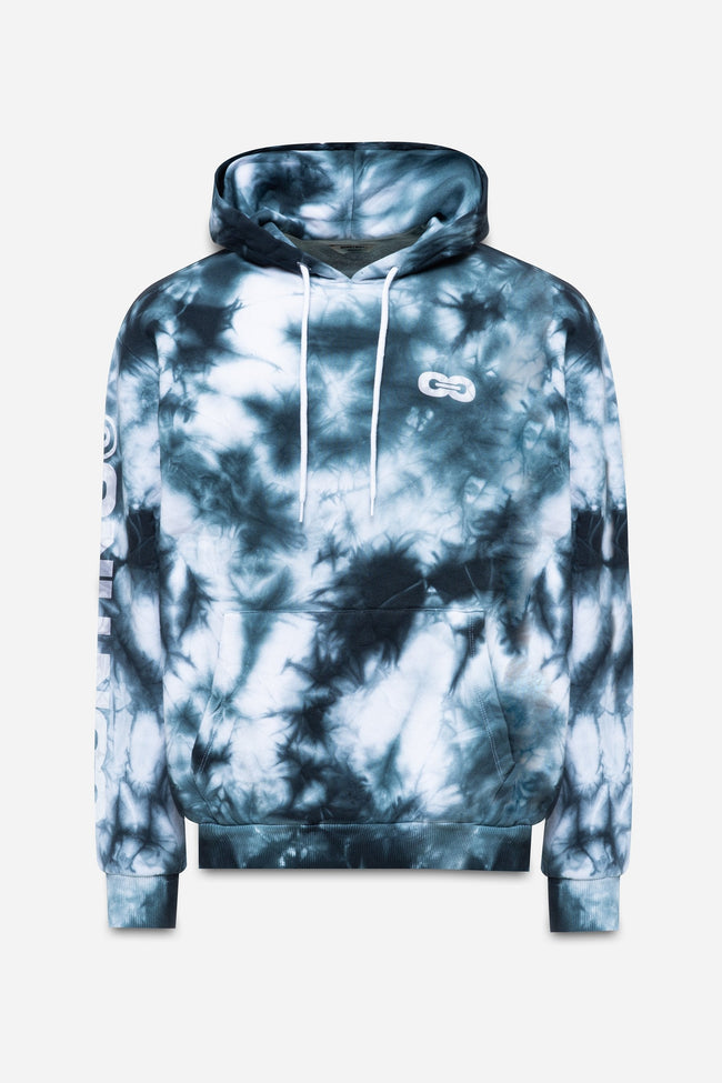 CONTINU8 BLACK OVERSIZED TIE DYE HOODIE