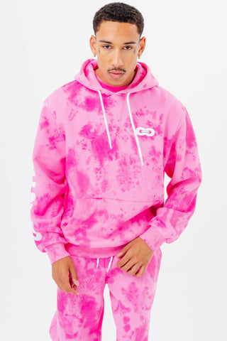 CONTINU8 PINK OVERSIZED TIE DYE HOODIE