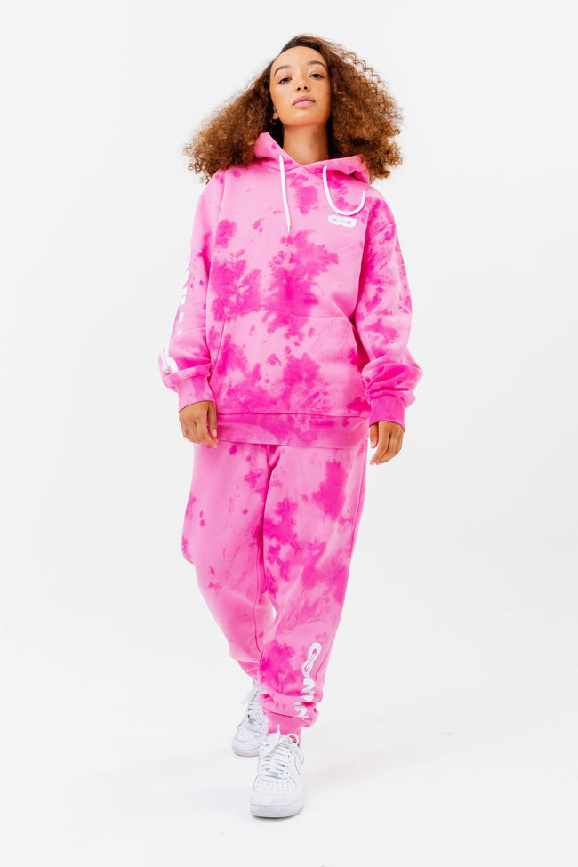 CONTINU8 PINK OVERSIZED TIE DYE HOODIE