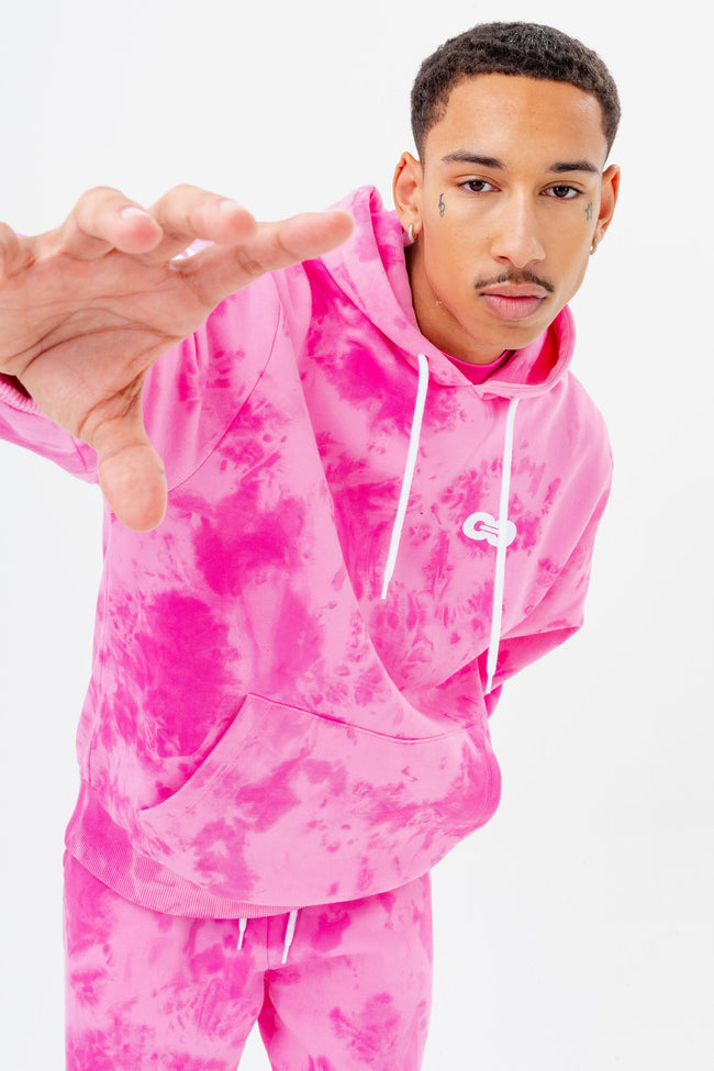 CONTINU8 PINK OVERSIZED TIE DYE HOODIE