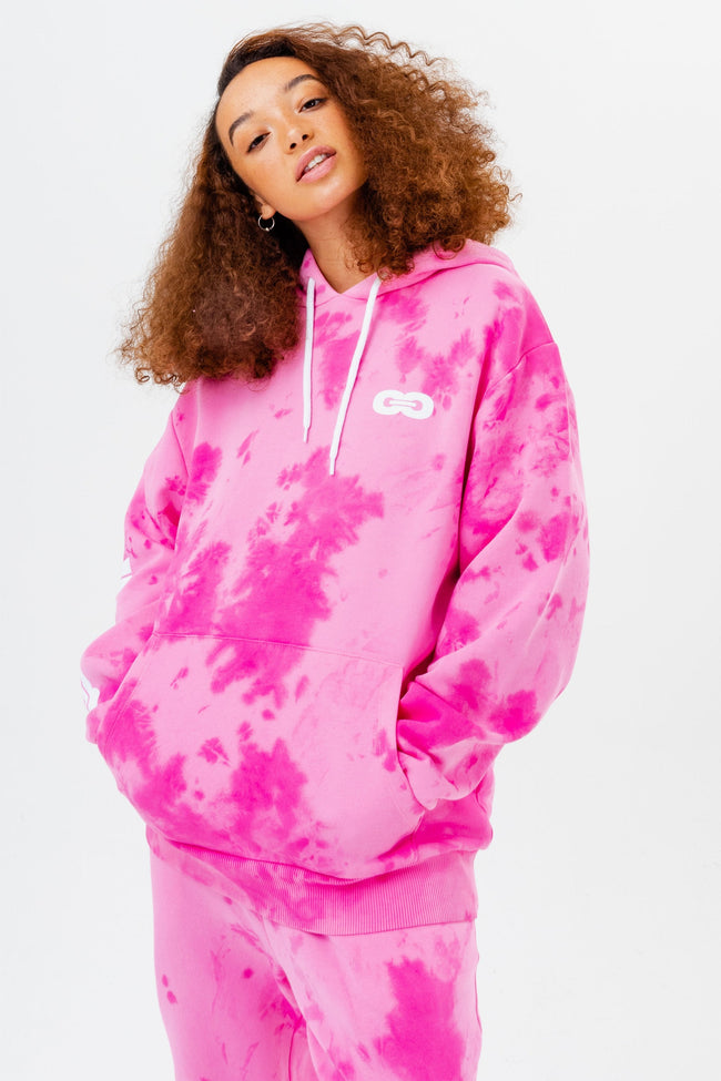 CONTINU8 PINK OVERSIZED TIE DYE HOODIE