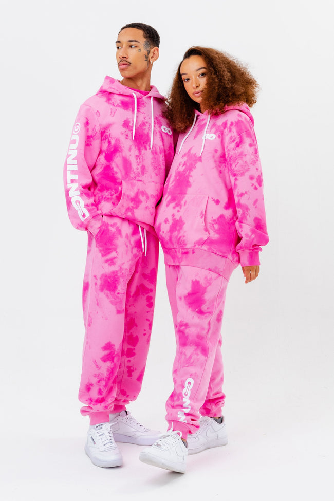 CONTINU8 PINK OVERSIZED TIE DYE HOODIE