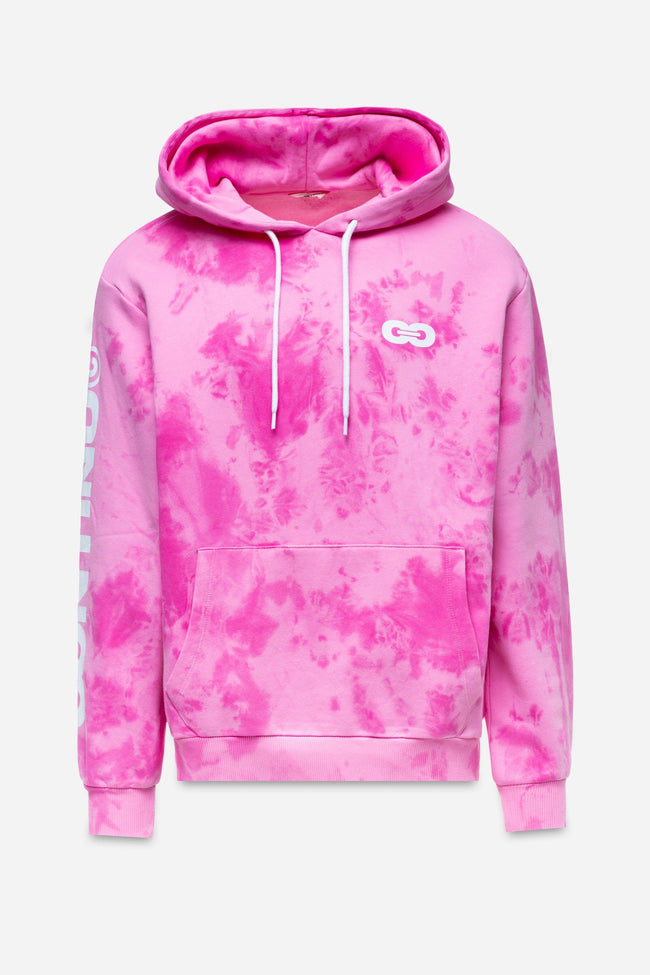 CONTINU8 PINK OVERSIZED TIE DYE HOODIE