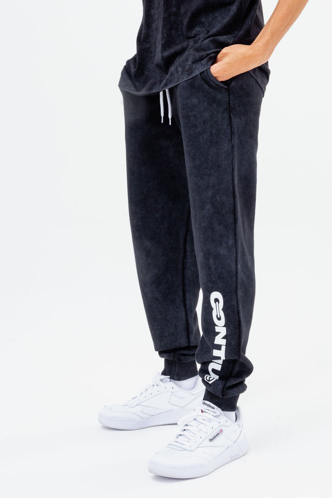 CONTINU8 BLACK ACID WASH JOGGERS