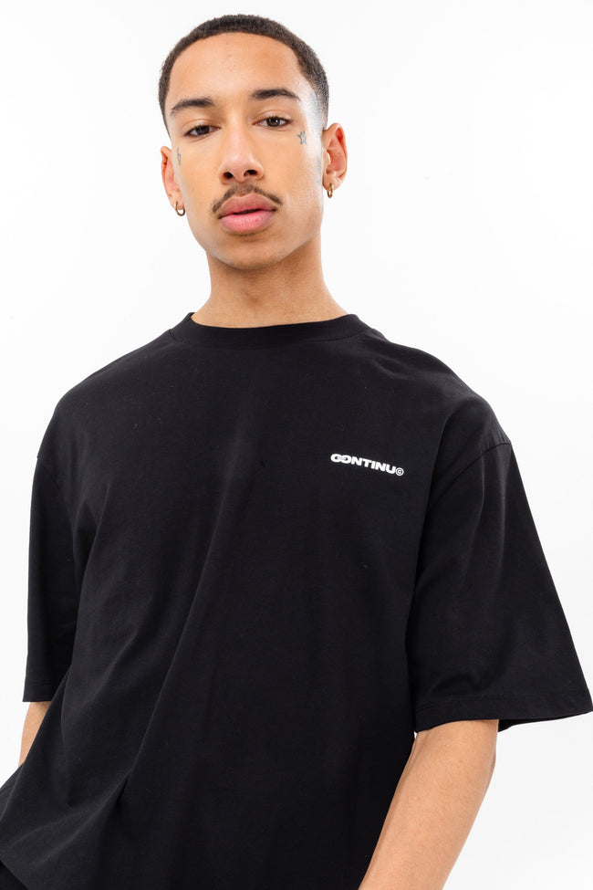 CONTINU8 BLACK OVERSIZED T-SHIRT