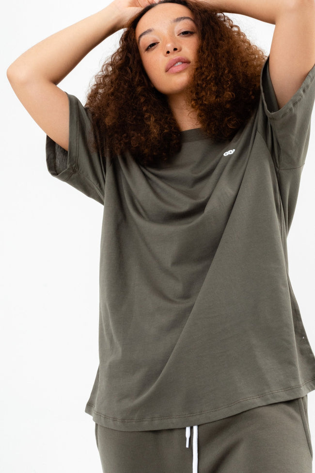 CONTINU8 KHAKI OVERSIZED T-SHIRT