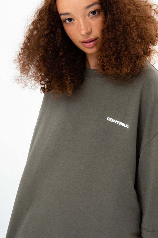 CONTINU8 KHAKI OVERSIZED T-SHIRT