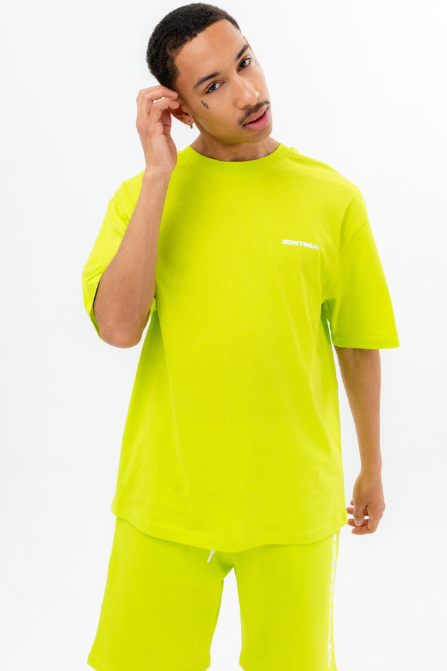 CONTINU8 NEON GREEN OVERSIZED T-SHIRT