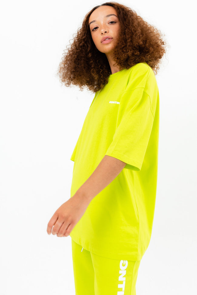 CONTINU8 NEON GREEN OVERSIZED T-SHIRT