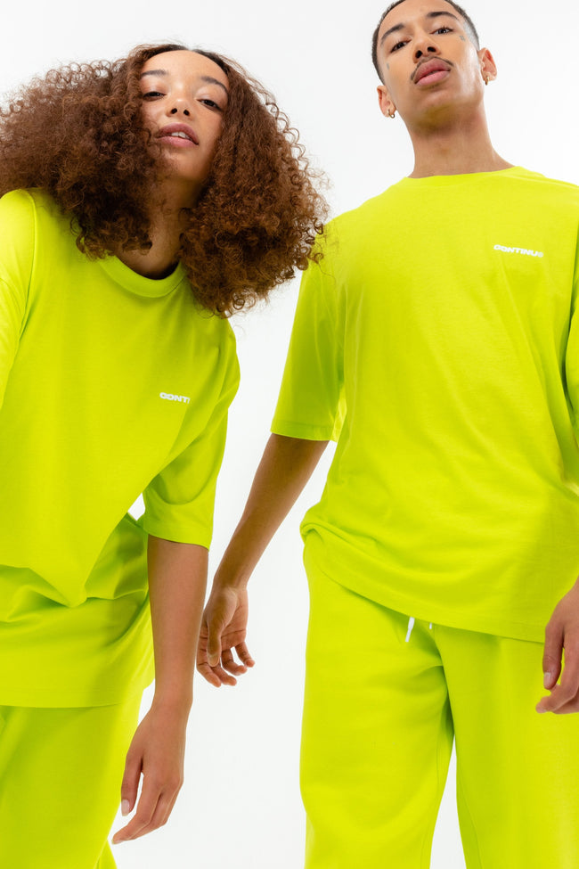 CONTINU8 NEON GREEN OVERSIZED T-SHIRT