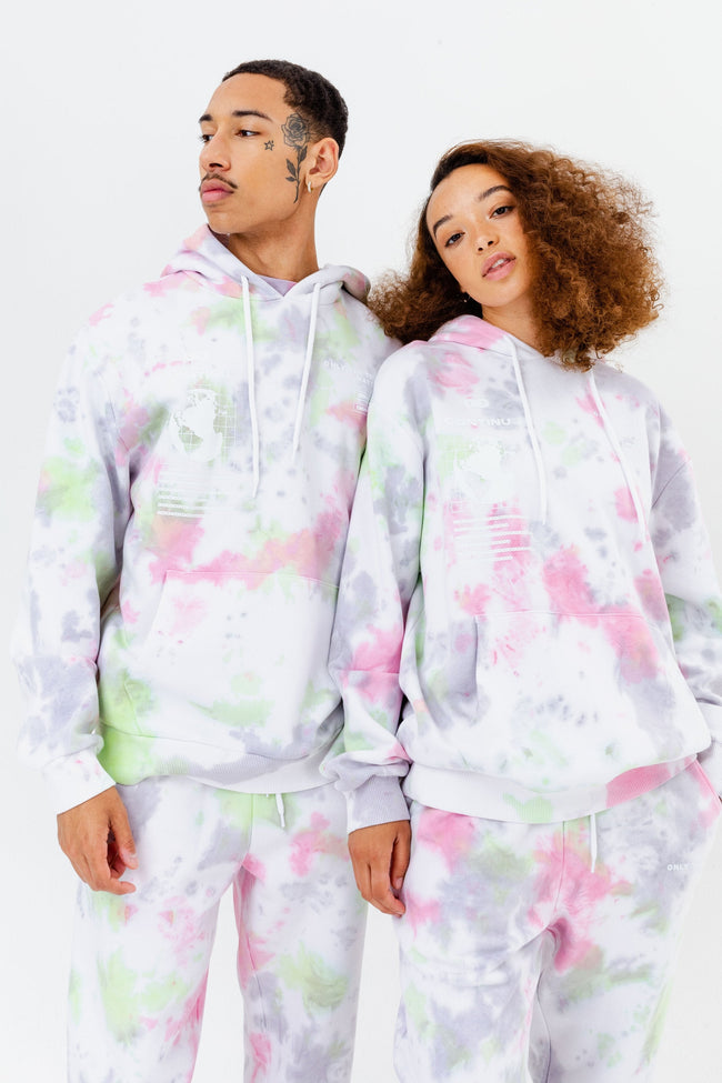 CONTINU8 PINK PURPLE TIE DYE OVERSIZED HOODIE